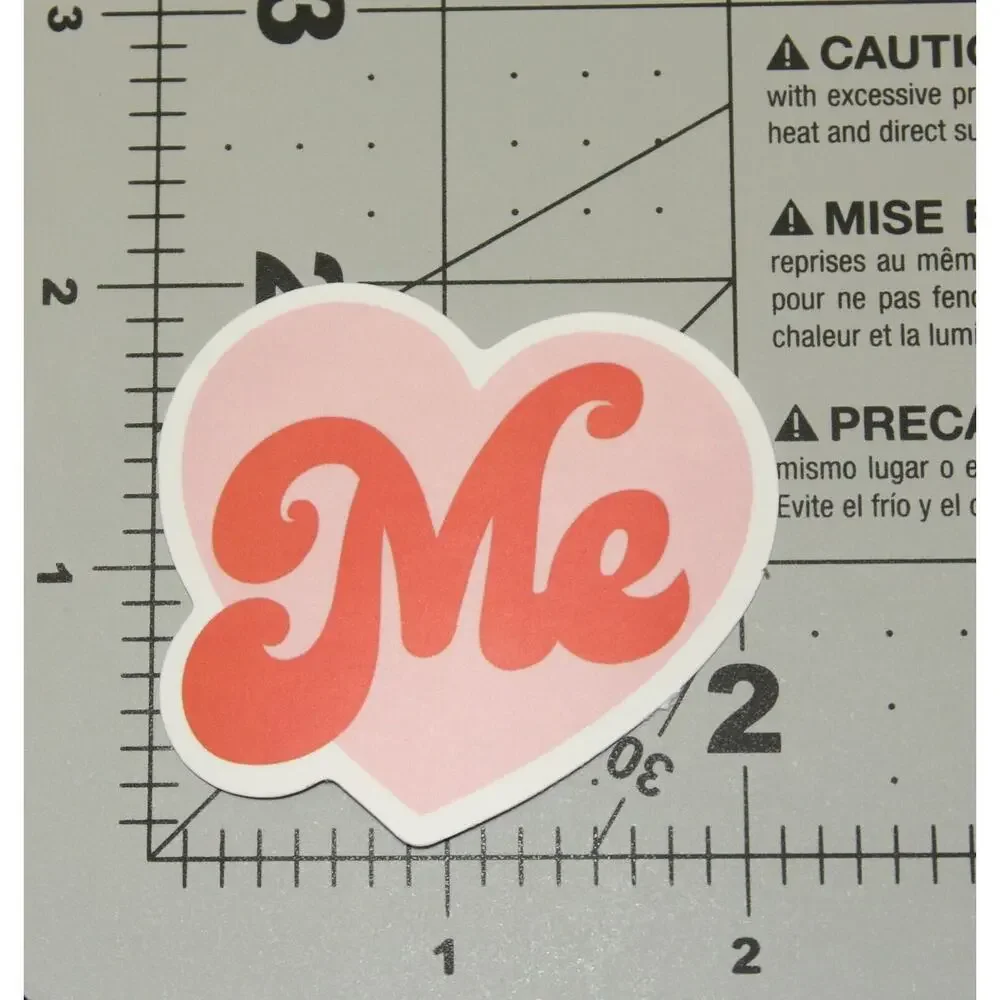 Love Heart Me Self Care Saying Motto Pink Red Sticker